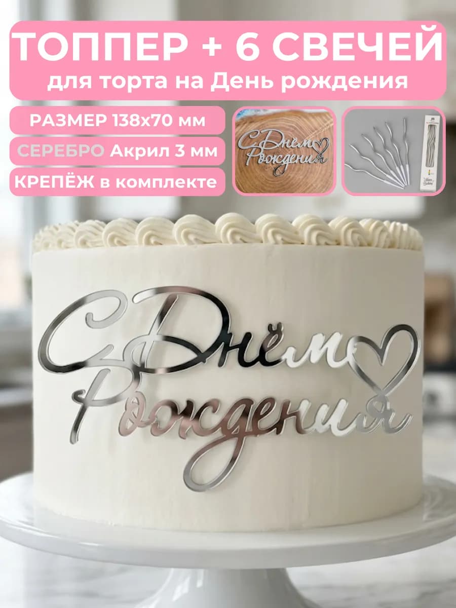 Топпер для торта с днем рождения