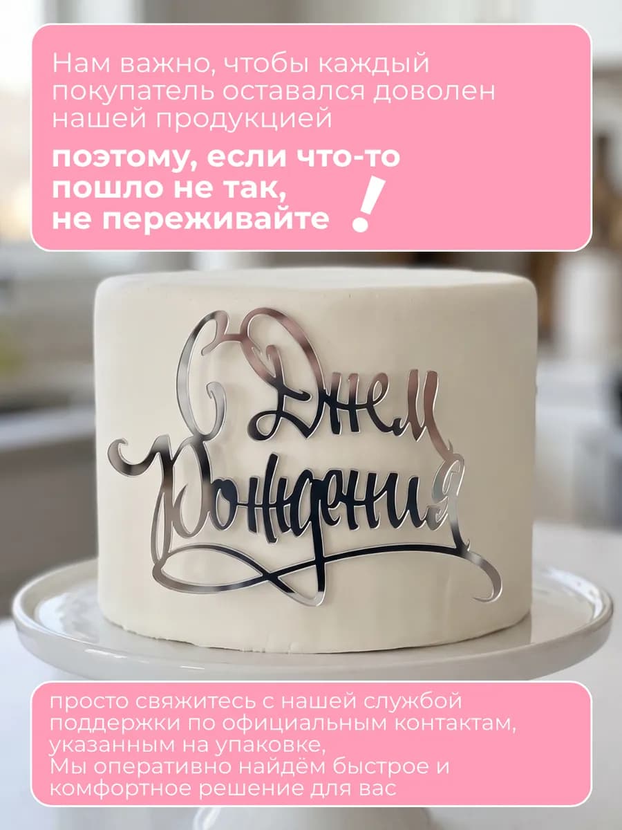 Топпер для торта С днем рождения
