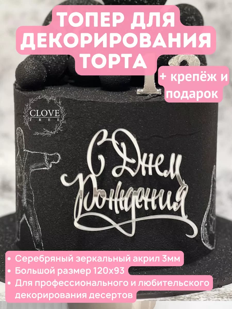 Топпер для торта С днем рождения