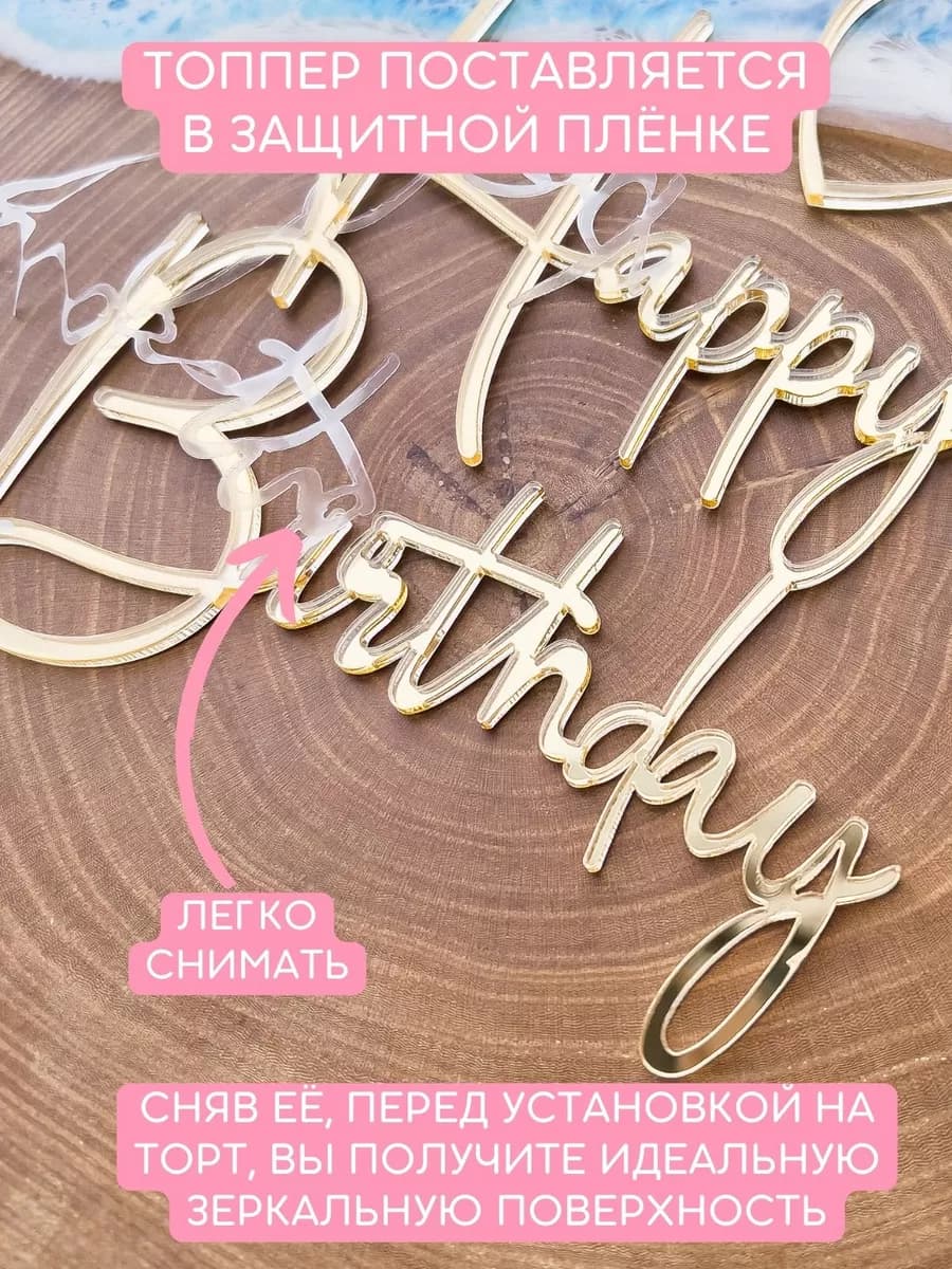 Топпер на торт Happy Birthday