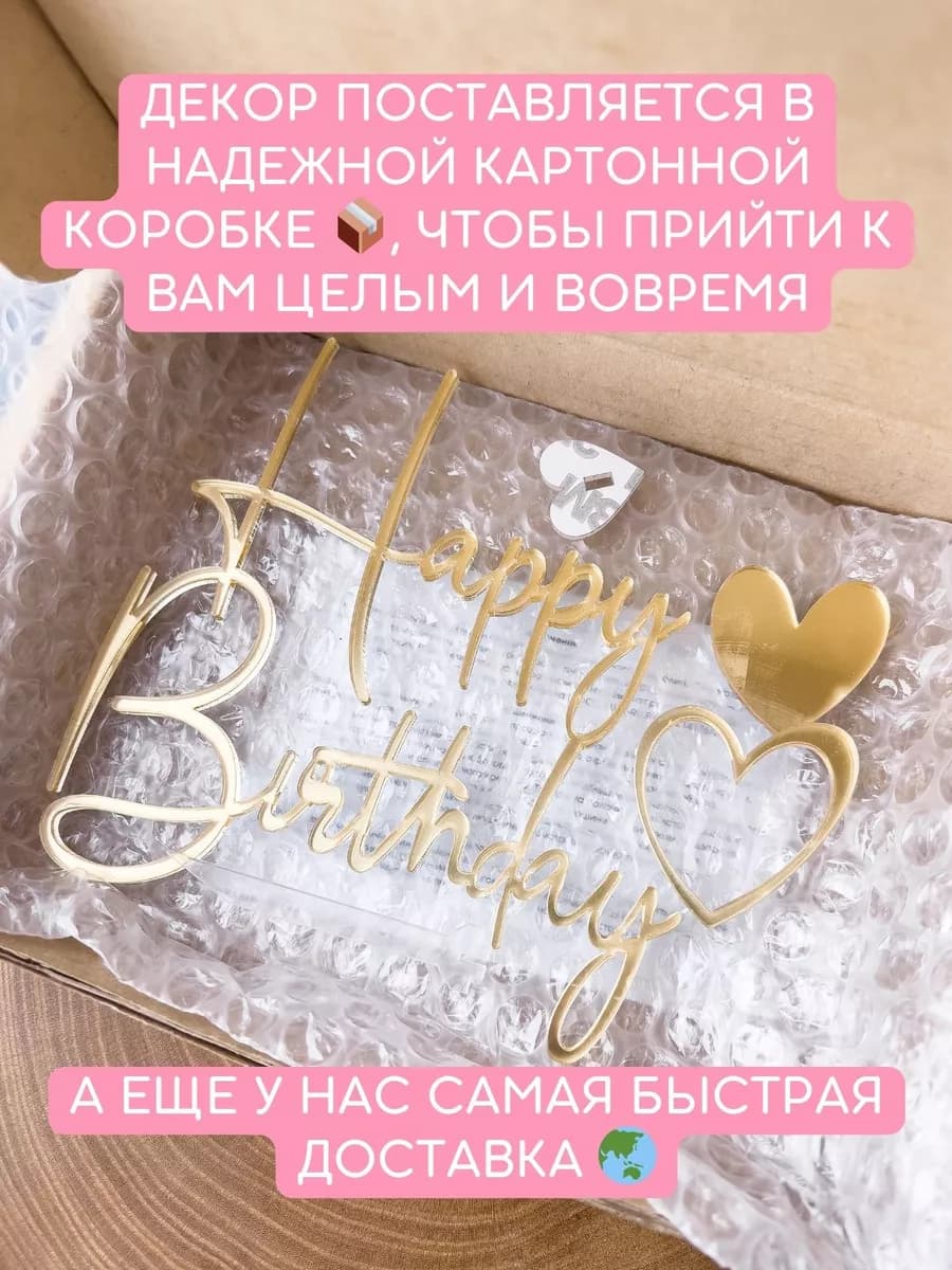 Топпер на торт Happy Birthday
