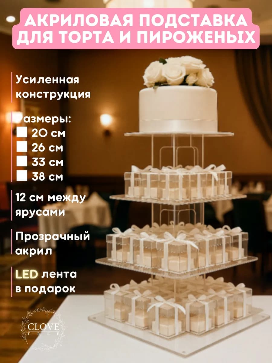 Подставка для пирожных и капкейков и закусок многоярусная