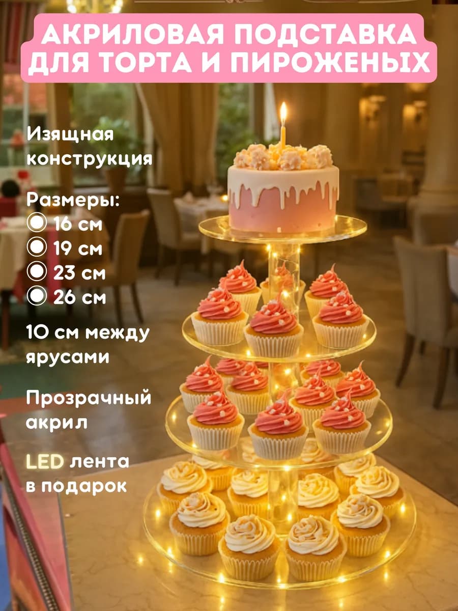 Подставка для пирожных и капкейков и закусок многоярусная