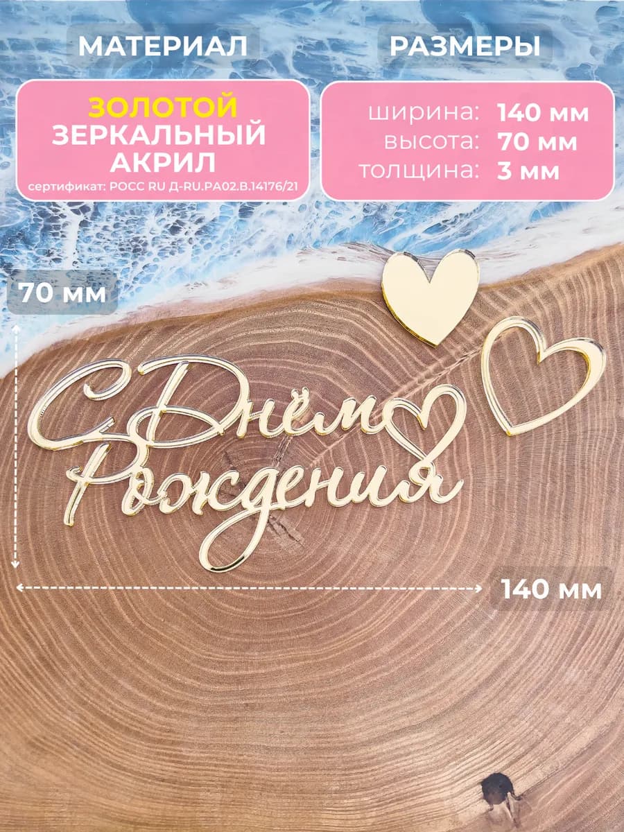 Топпер на торт с днем рождения