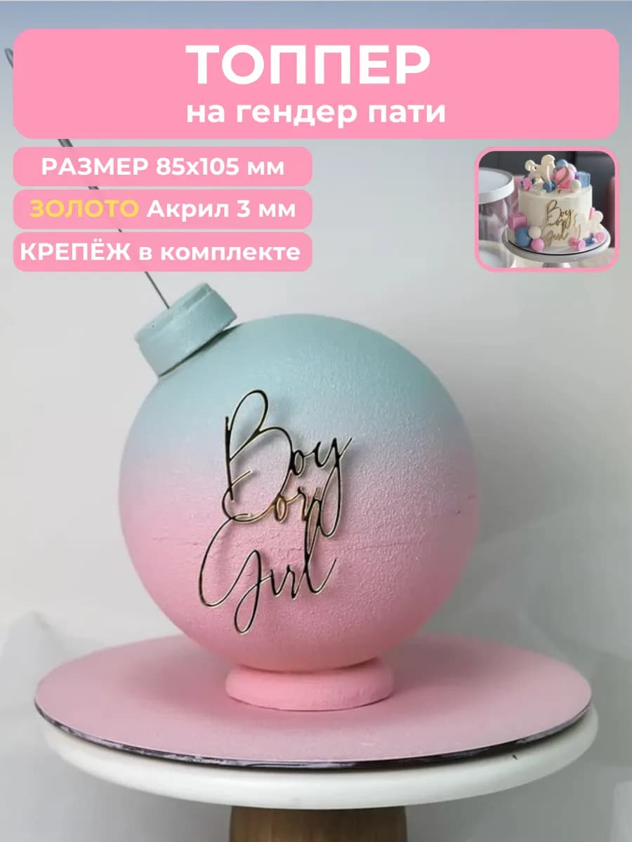 Топпер для торта на гендер пати