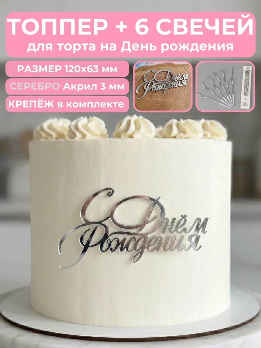 Топпер для торта с днем рождения