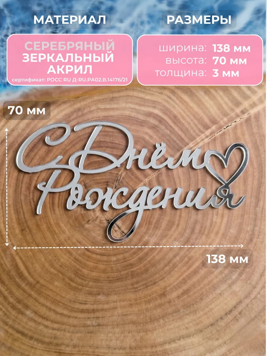 Топпер для торта с днем рождения