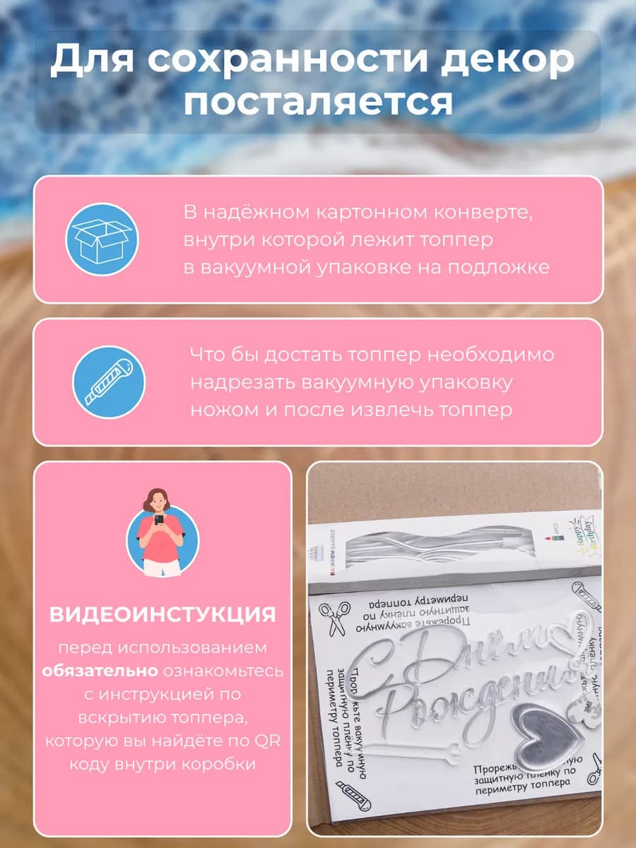 Топпер для торта с днем рождения