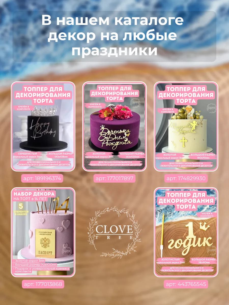 Топпер на торт Happy Birthday