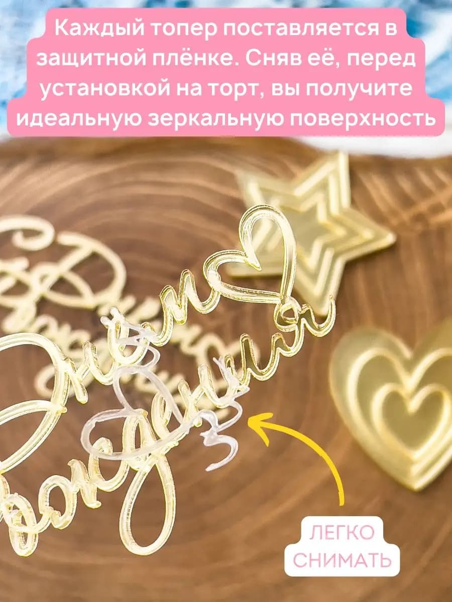 Топпер для торта акриловый набор с днем рождения