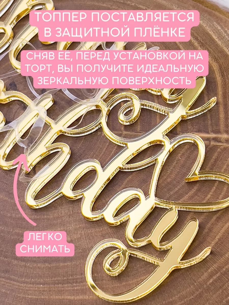 Топпер на торт Happy Birthday