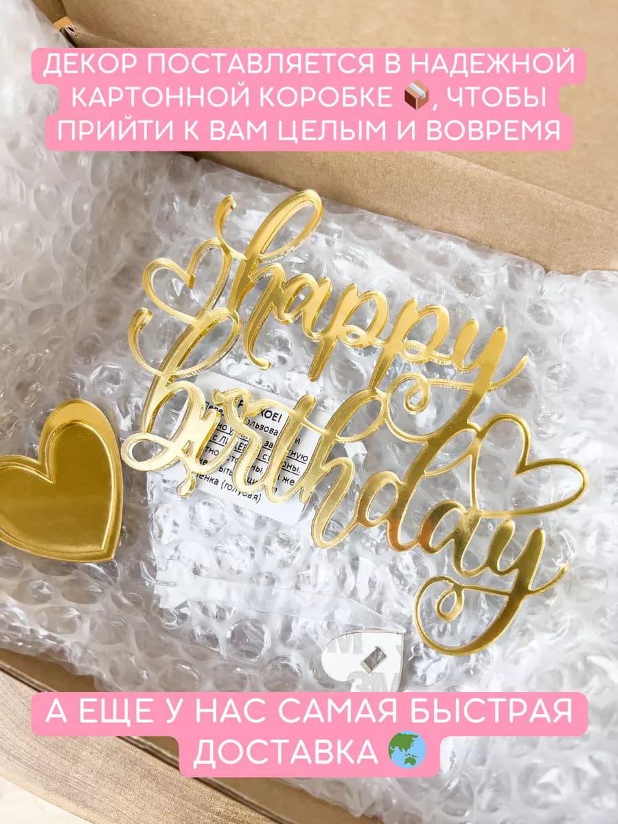 Топпер на торт Happy Birthday