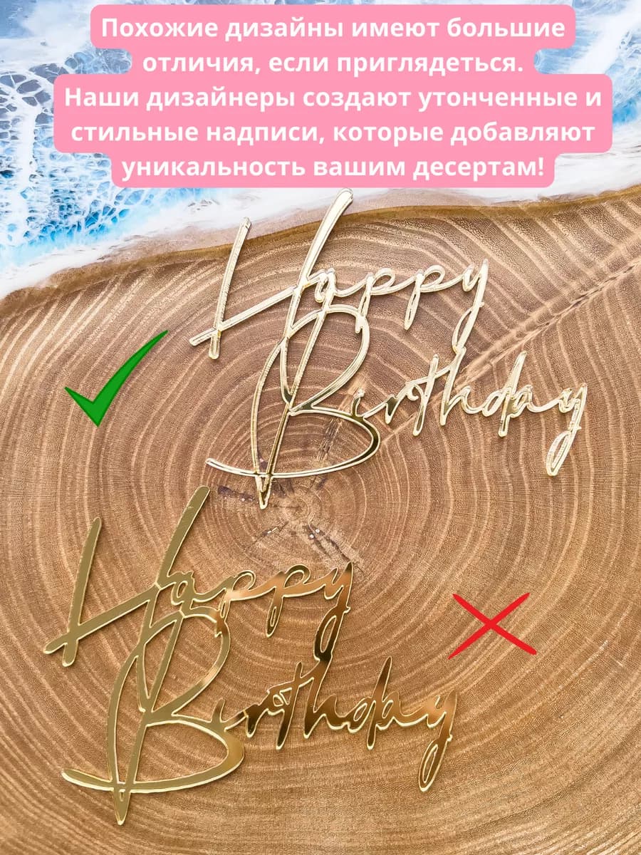 Топпер на торрт Happy Birthday