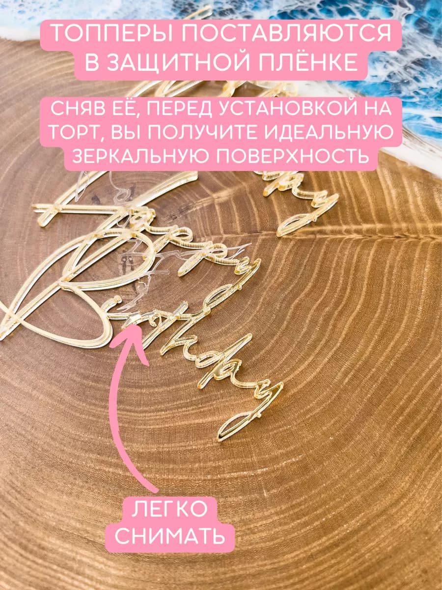 Топпер для торта Happy Birthday