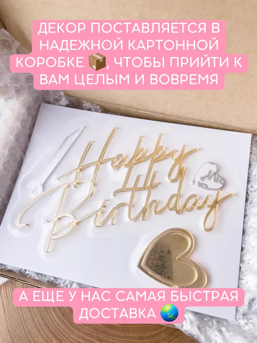 Топпер на торт Happy Birthday