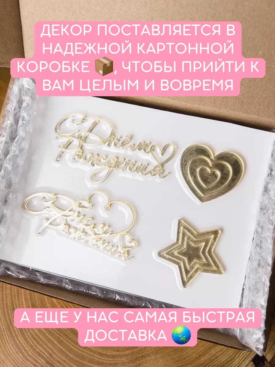 Топпер на торт с днем рождения