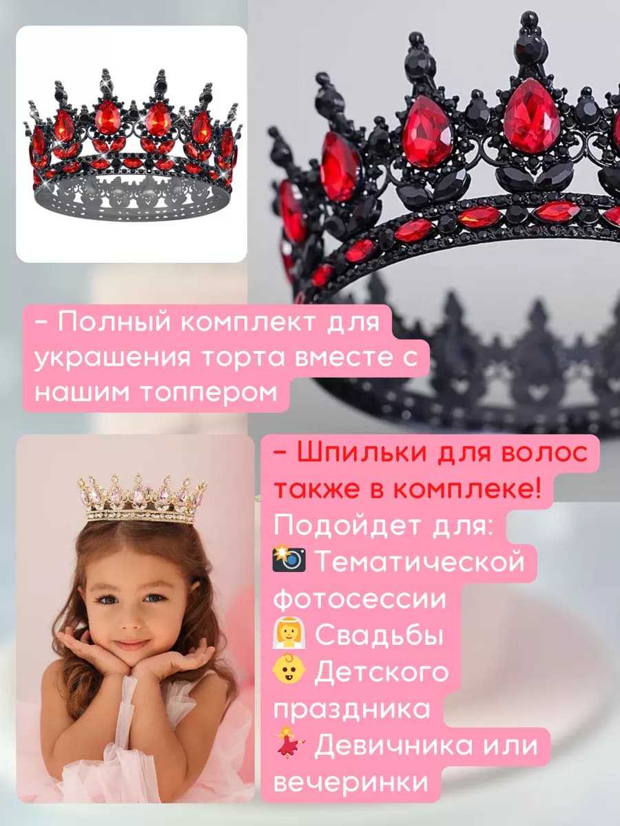 Топпер на торт корона черная