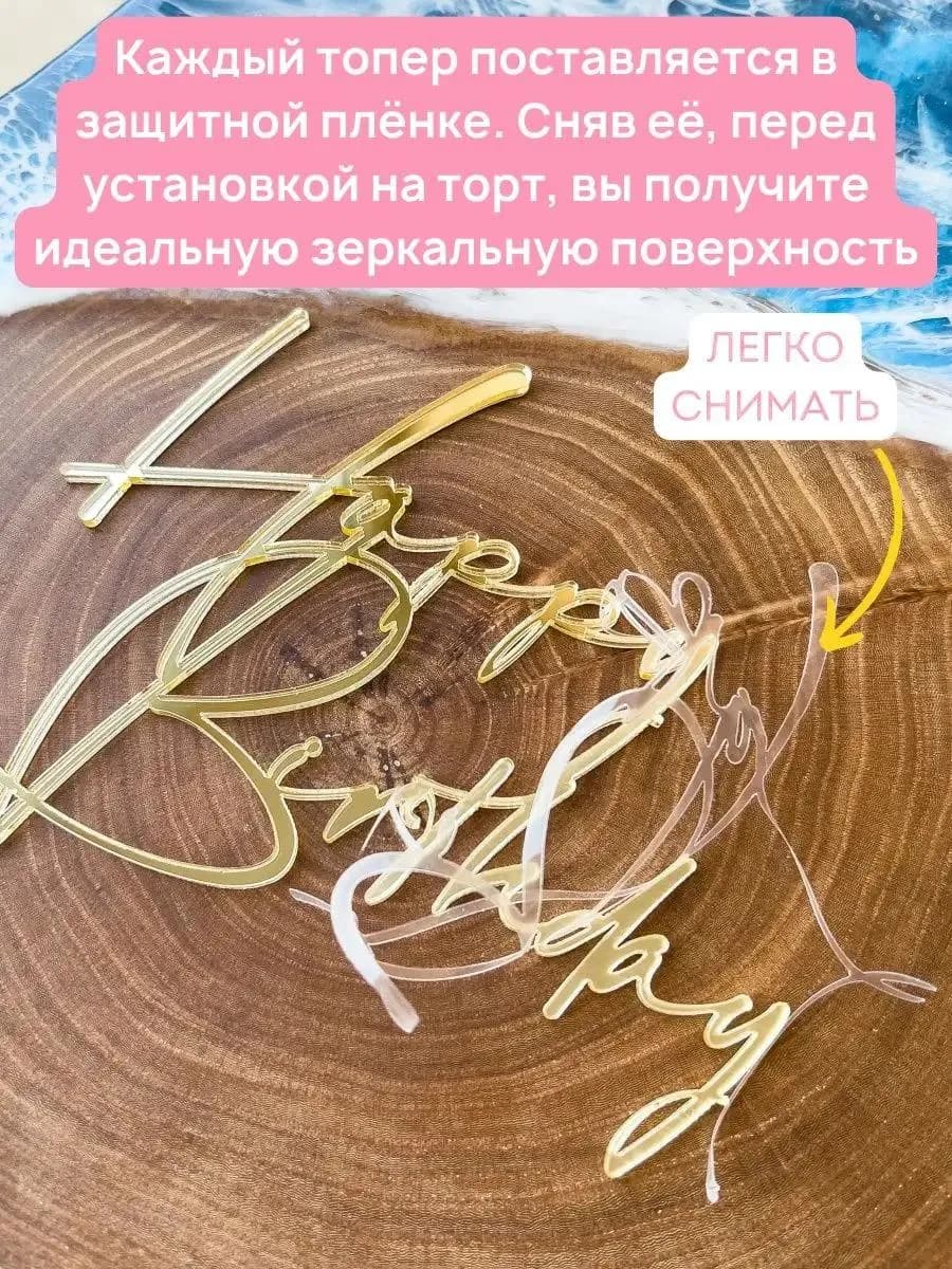Топпер на торт Happy Birthday