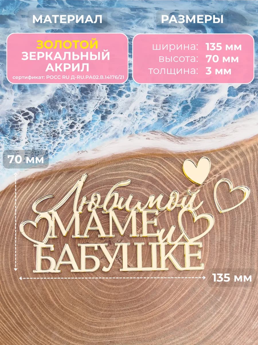 Топпер для торта любимой маме и бабушке