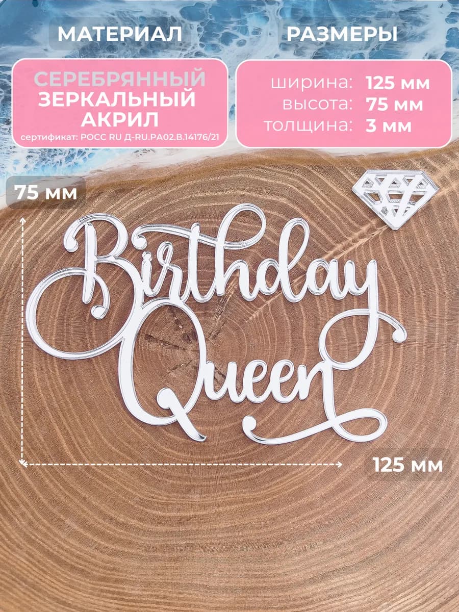 Топпер на торт Birthday Queen