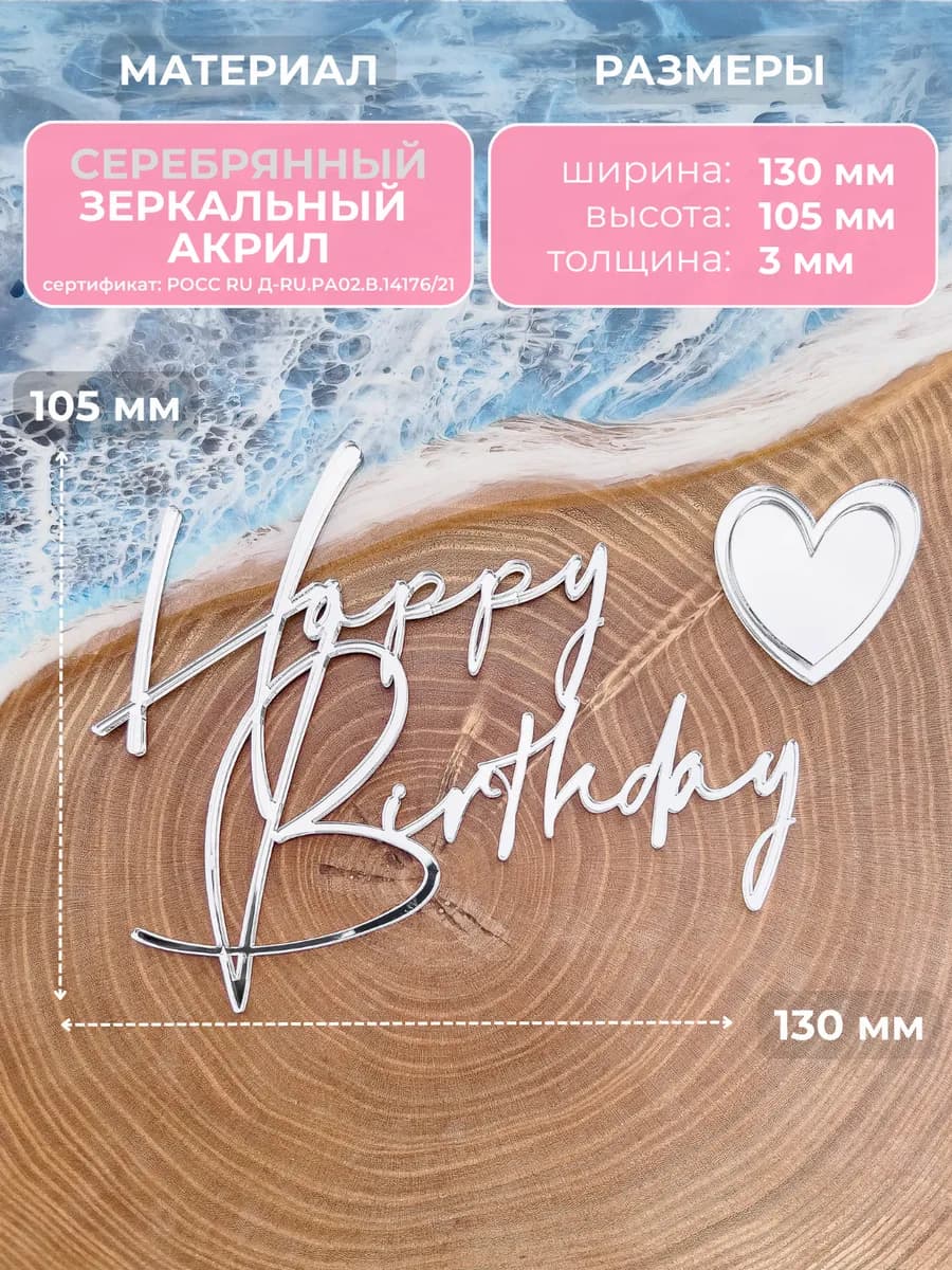 Топпер для торта happy birthday