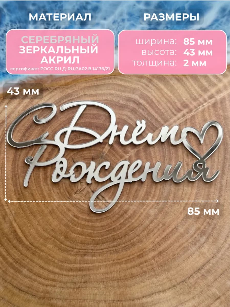 Топпер для торта с днем рождения