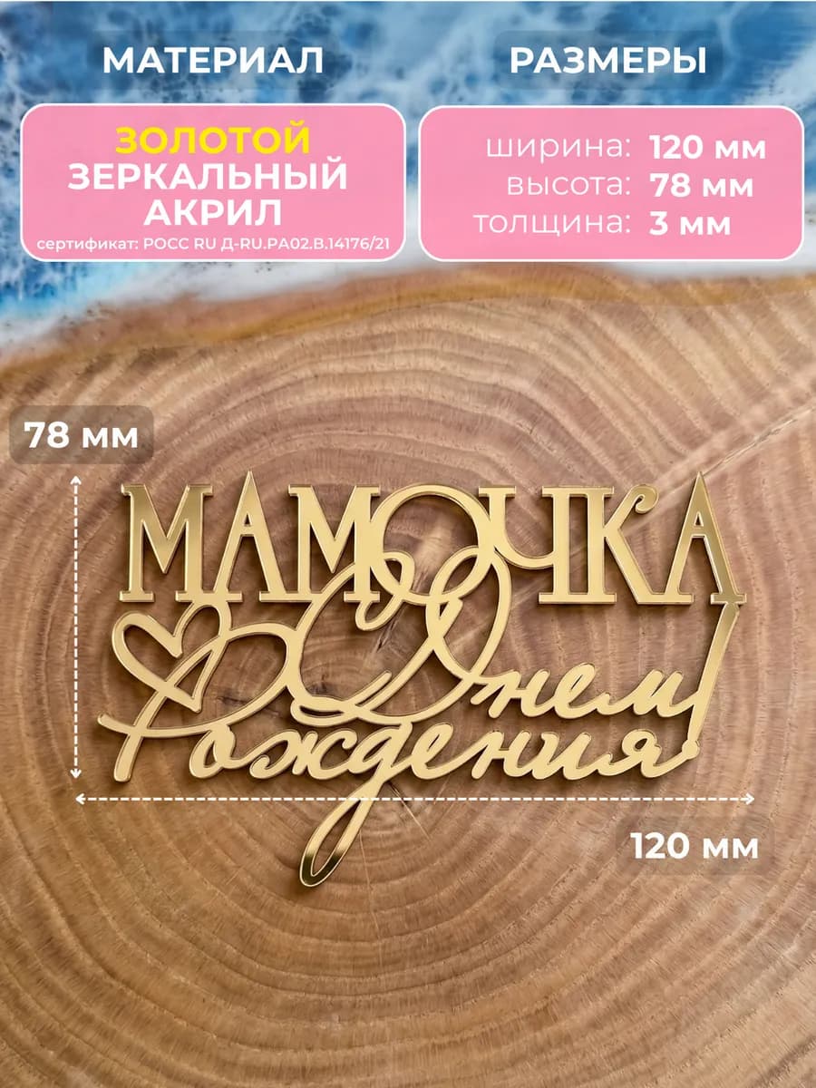 Топпер на торт с днем рождения
