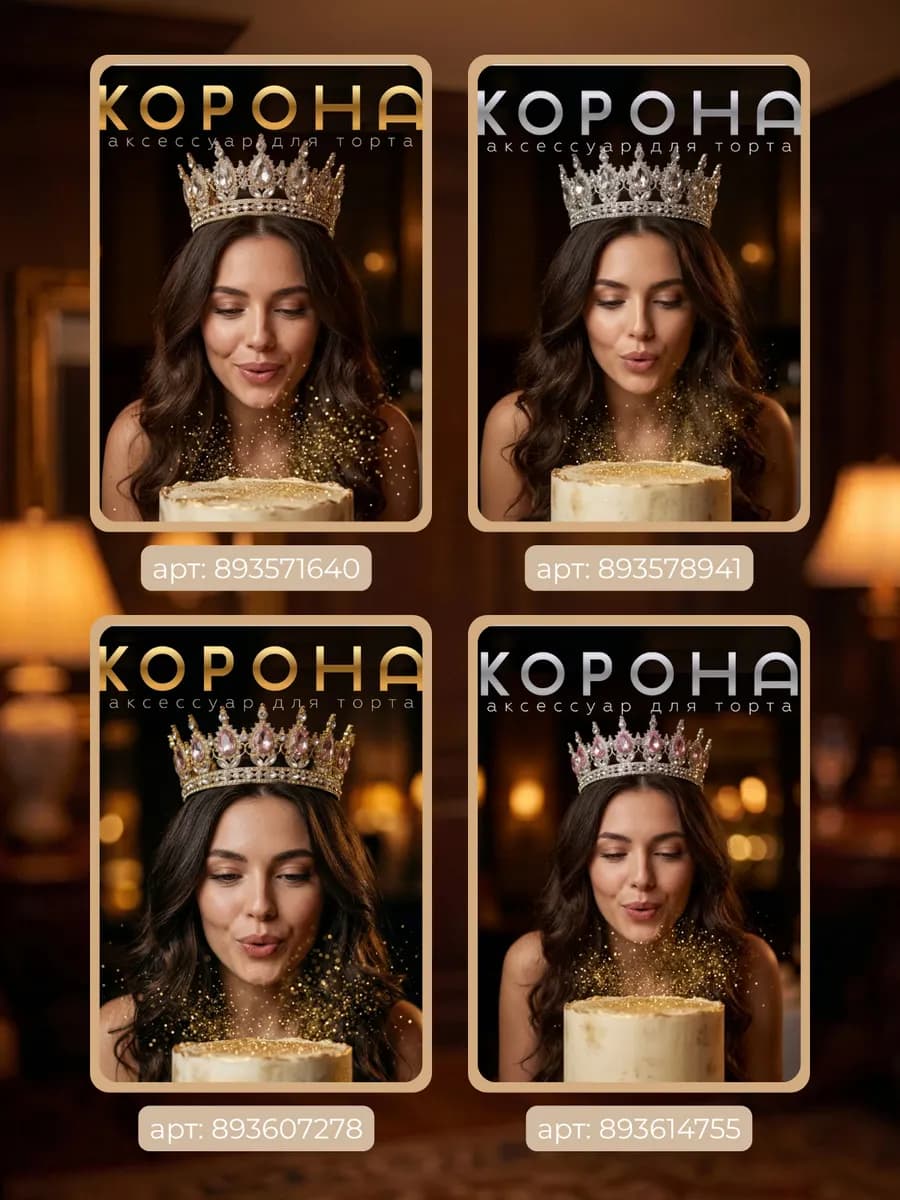 Топпер на торт корона золото
