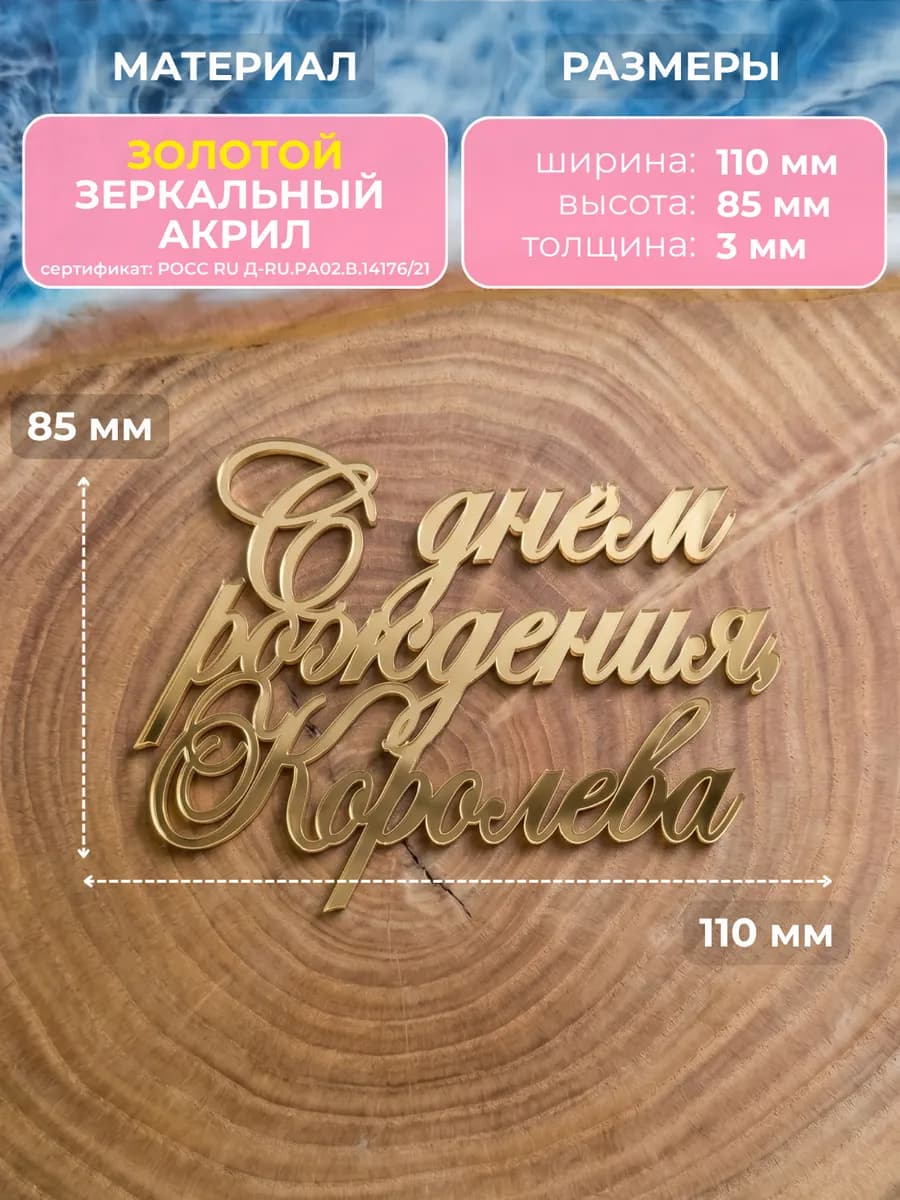 Топпер на торт С днем рождения Королева