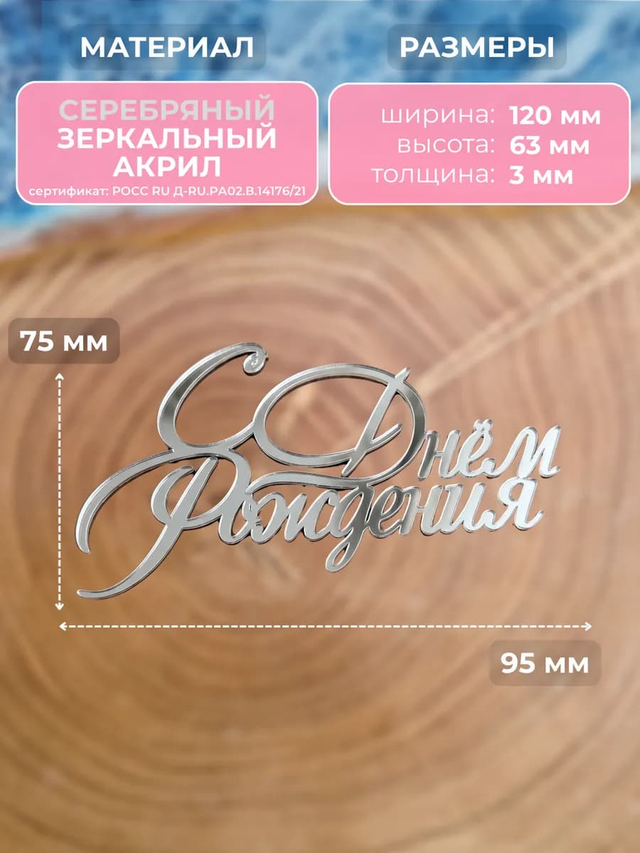 Топпер для торта с днем рождения